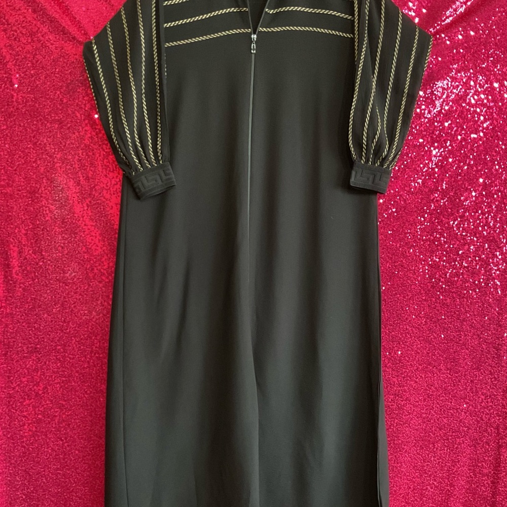 Elegant Black Dress with Gold Accents